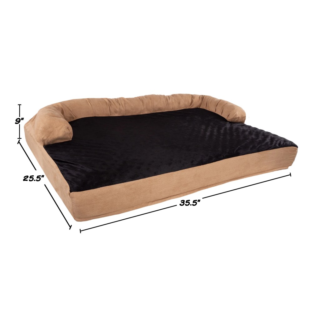 PETMAKER 3-Layer Sofa Dog Bed - Orthopedic Dog Furniture, Tan/Black - Image 4