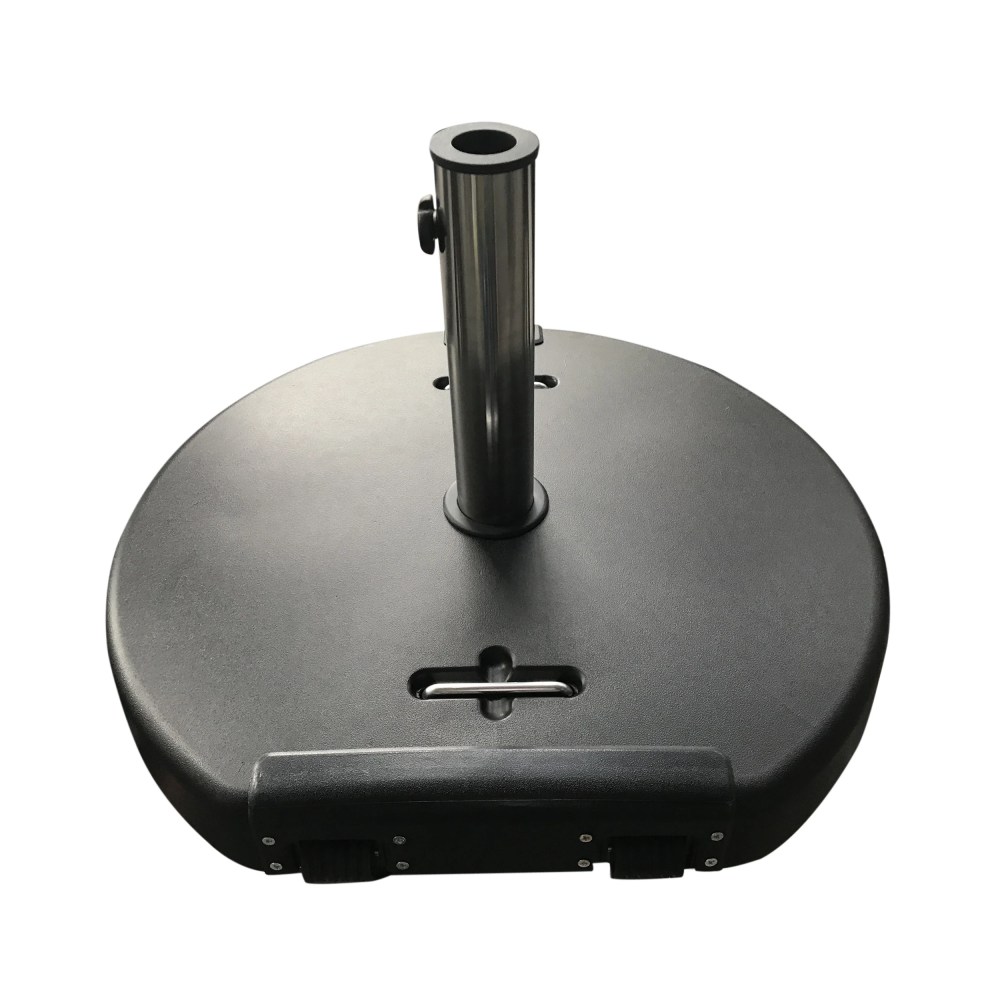 Outdoor 132lb Concrete Circular Umbrella Base with Stainless Steel Collar, Black - Image 8