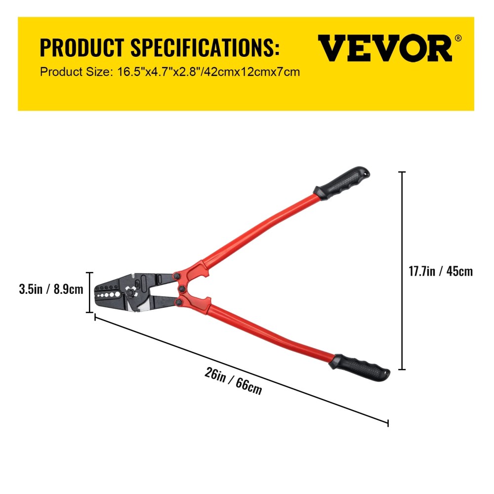 VEVORbrand Hand Swager Crimper 24", Swaging Tool 5 Cavity 1/16" 3/32" 1/8" 5/32" 3/16", Hand Cimping Tool for Copper Aluminum Oval Sleeves and Stop Sleeves,Swage Tool Long Hand - Image 8