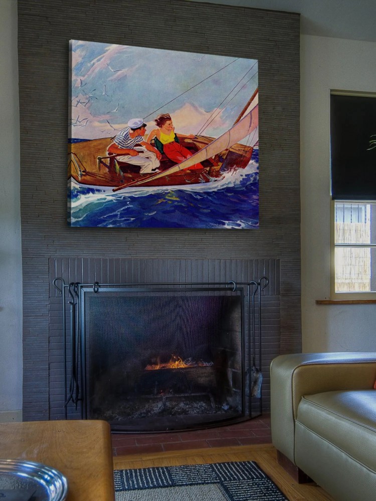 Marmont Hill Couple Sailing by R.J. Cavaliere Painting Print on Canvas - Image 4