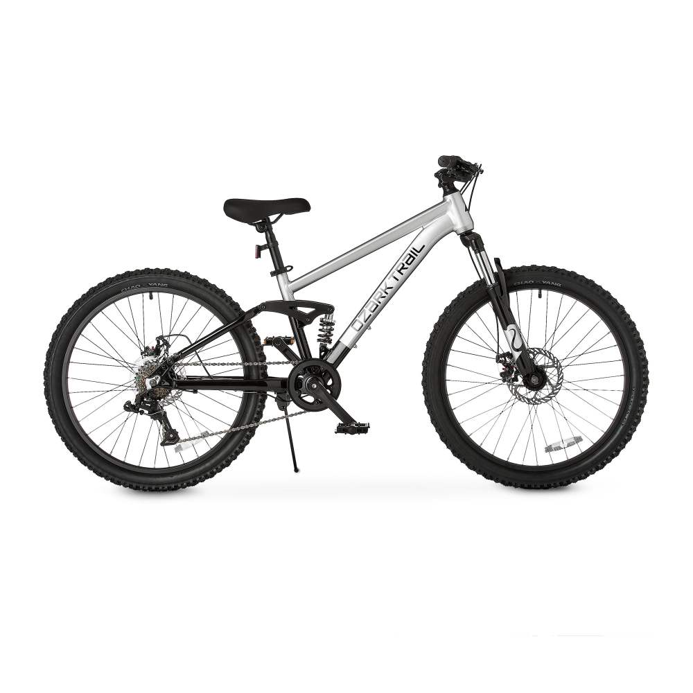 Ozark Trail 24" FS.1 Epictrail Full Suspension Mountain Bike, Fits Riders 4'6" - 5'6", Silver, Teens and Adults, Unisex