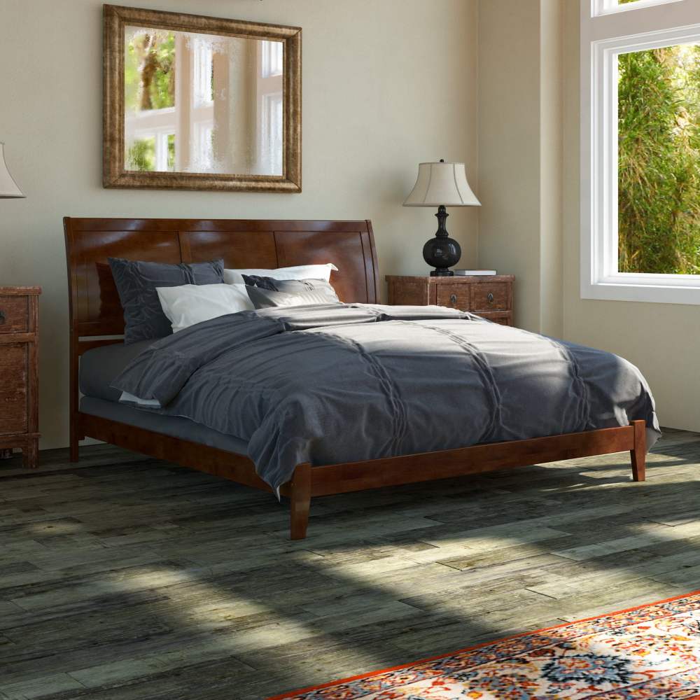 AFI Portland King Wood Traditional Bed Frame with Sleigh Headboard,Walnut