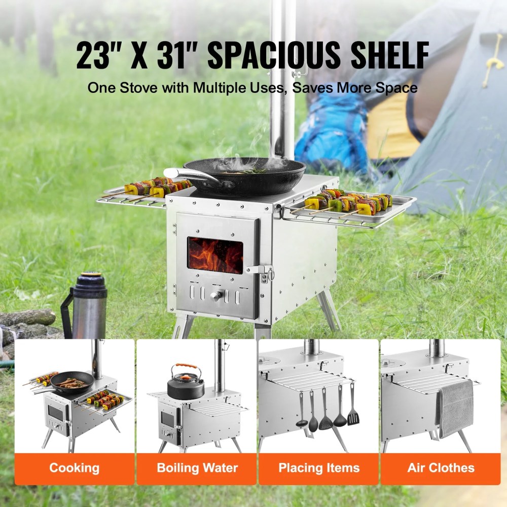 VEVOR Portable Wood Stove Camping Tent Stove Outdoor-1646in, 54 lbs, Red - Image 9