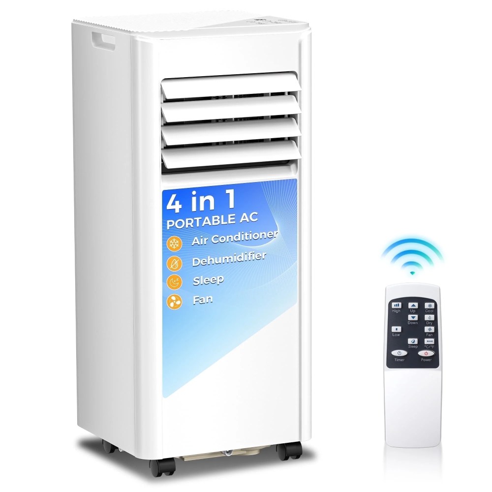 KISSAIR 8000 BTU Portable Air Conditioner,Dehumidifier,Fan,Sleep Mode,4 in 1 AC with 24-Hour Timer