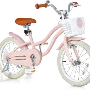 OLAKIDS Kids Bike, 12 14 16 18 Inch Toddlers Bike with Removable Training Wheels Basket, Safety Bell, Adjustable Seat Handlebar, Children's Bicycle for Girls Boys Age 3-8 Years Old