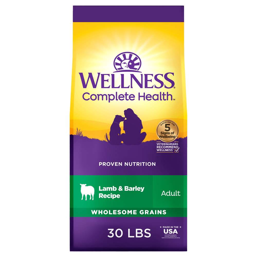 Wellness Complete Health Dry Dog Food,  Wholesome Grains,  Natural,  Lamb & Barley Recipe,  (30-Pound Bag)