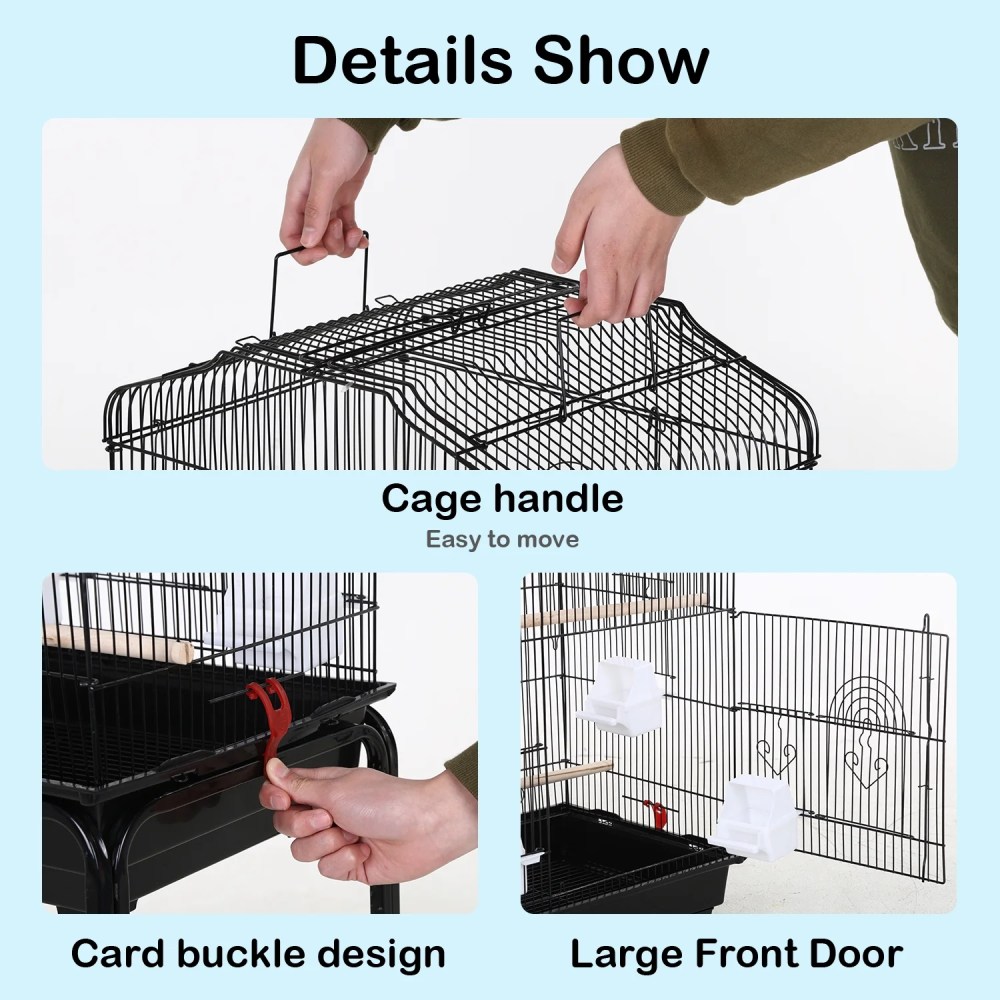 BestPet Large 64 in Metal Flight Cage with Rolling Stand, Black - Image 5
