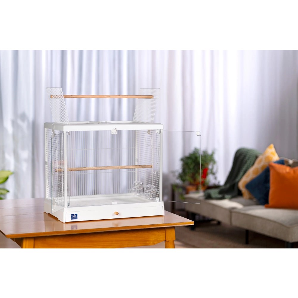 Prevue Pet Products Crystal Palace Luxe Bird Cage with Glass Doors, White Plastic Frame and Base - Image 2