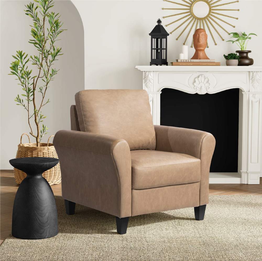 Lifestyle Solutions Alexa Club Chair,Brown Faux Leather