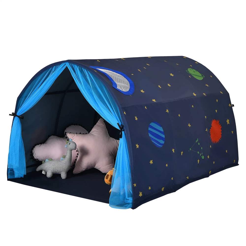 YQSDG Portable Playhouse Kids Bed Play Tents, Peach Skin Fabric Blue