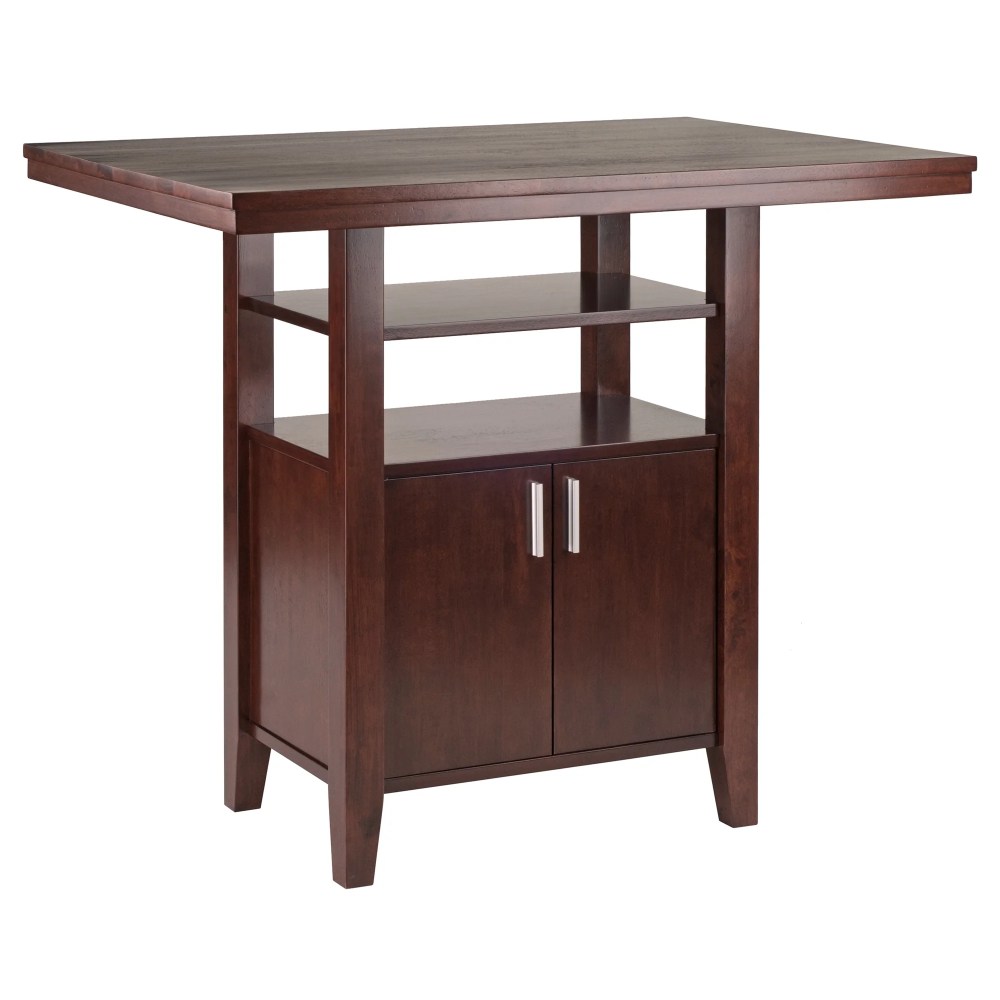 Winsome Wood Albany High Table with Cabinet,Walnut Finish