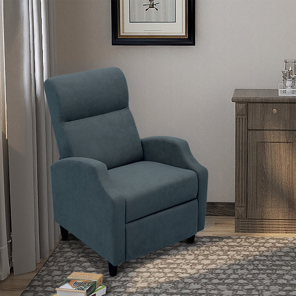 Abble Push Back Fabric Manual Recliner Chair Single Rclining Sofa for Living Room,Bedroom -Denim