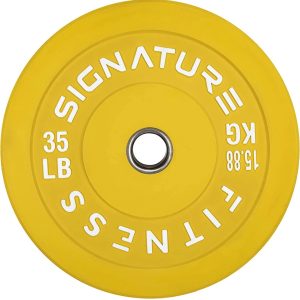 Signature Fitness 100 Virgin Rubber Bumper Plates, 10-55 lbs, Low Odor