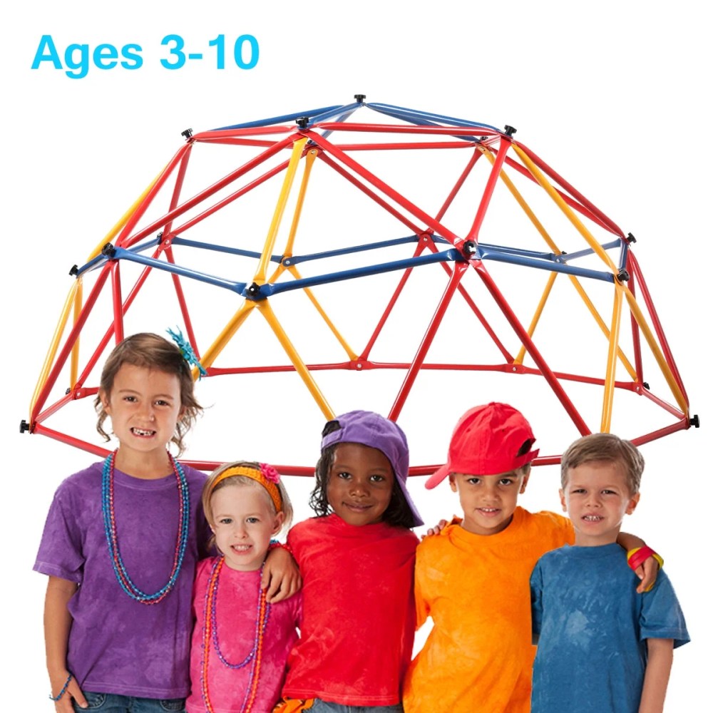 NYEEKOY Steel Frame Monkey Playground Climber, Red Yellow Blue, 82.3 x 79.6 x 41.3 in, 46.3 lbs - Image 7