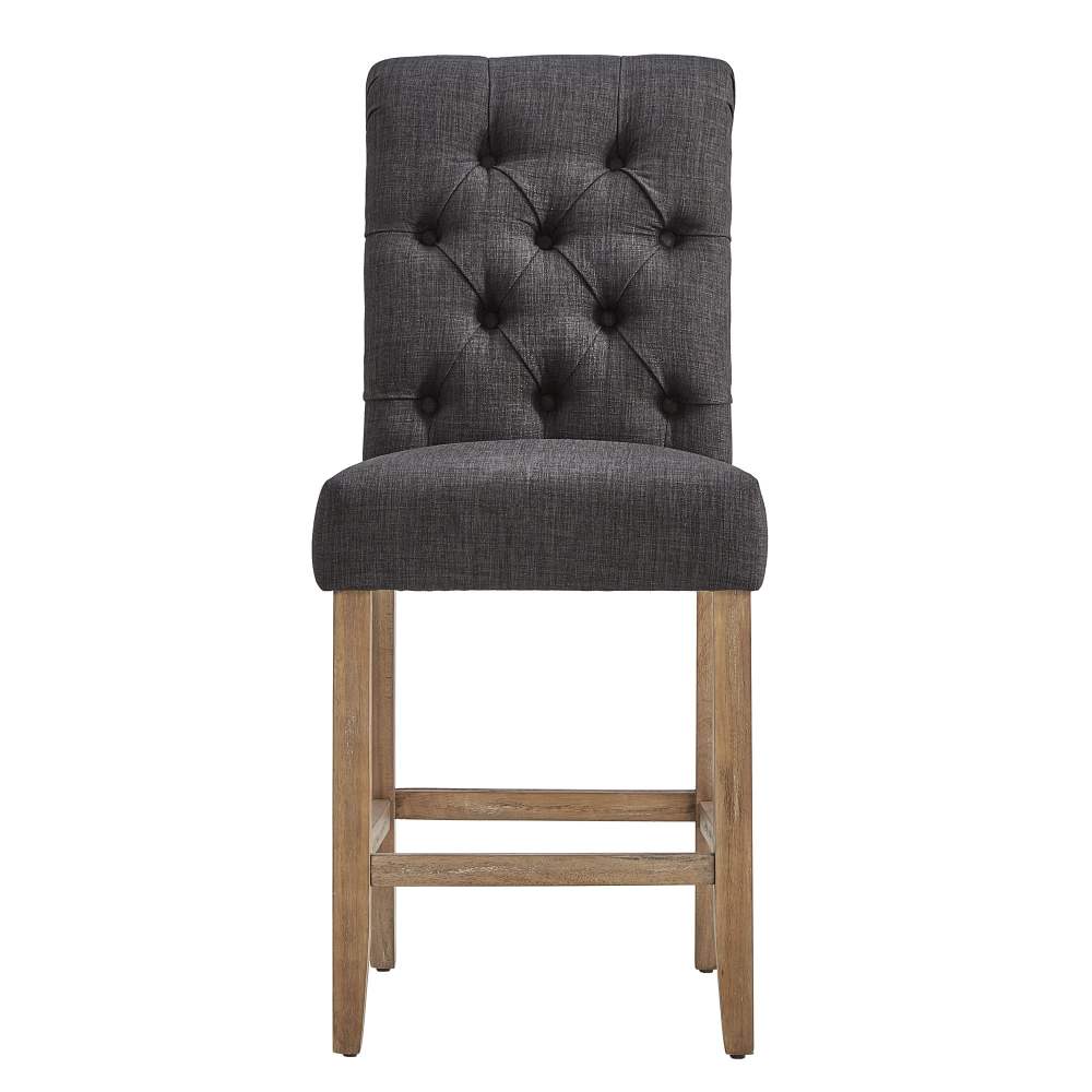 Weston Home Santine Tufted Rolled Back 24" Counter Height Stools,Set of 2,Dark Grey - Image 3