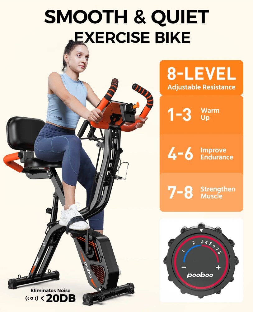 pooboo 3in1 Foldable Exercise Bike Indoor Cycling Bike Magnetic Stationary Bike Fitness Gym Workout 300lb - Image 4