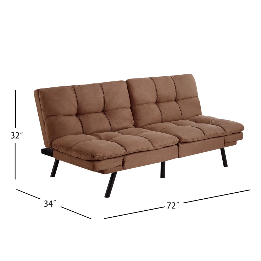 Mainstays 72" Memory Foam Futon Sofa Bed, Camel - Image 4