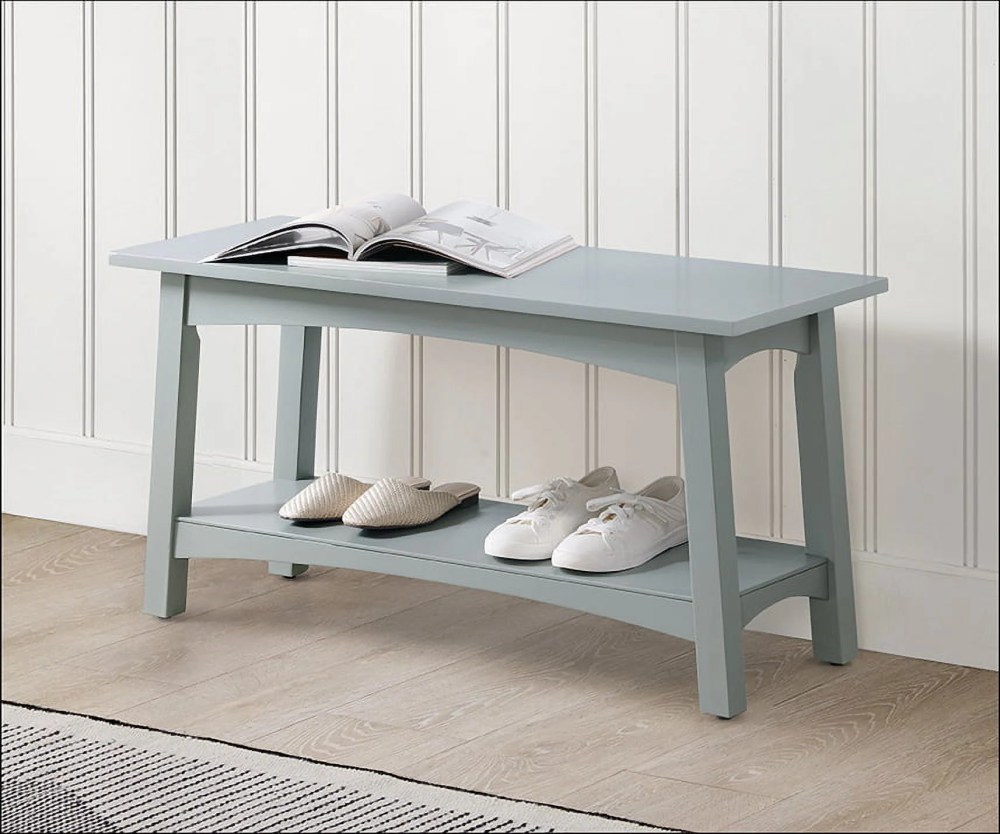 Alaterre Furniture Craftsbury 36 in. Sturdy Pine Wood Entryway Bench,Open Design Accent Furniture,Gray - Image 5