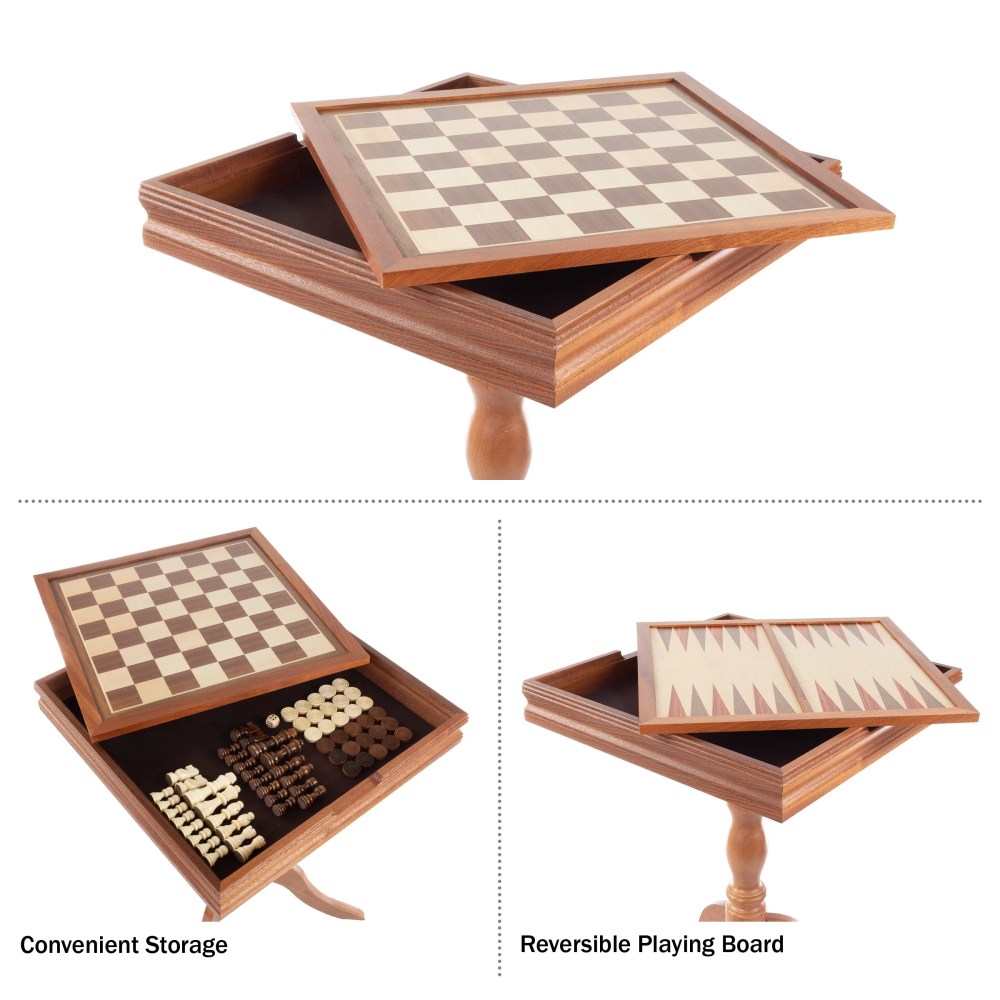 3-in-1 Reversible Game Table with Chess and Backgammon Set - Image 3