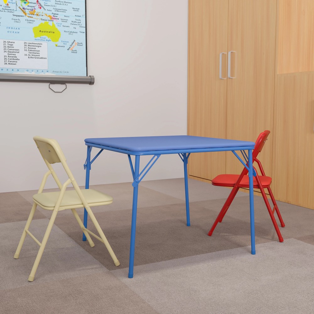 BizChair Kids Colorful 3 Piece Folding Table and Chair Set