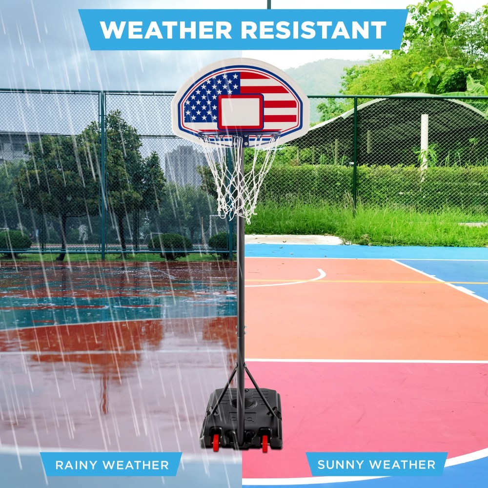 Best Choice Products Kids Height-Adjustable Basketball Hoop, Portable Backboard System w/ 2 Wheels - American Flag - Image 4