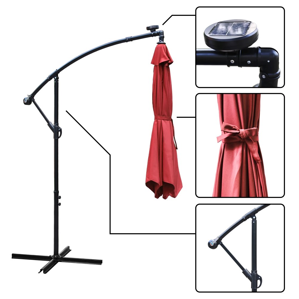Abble 31.50" Red Solid Print Rectangle Cantilever Patio Umbrellas, Adjustable Height - Image 2