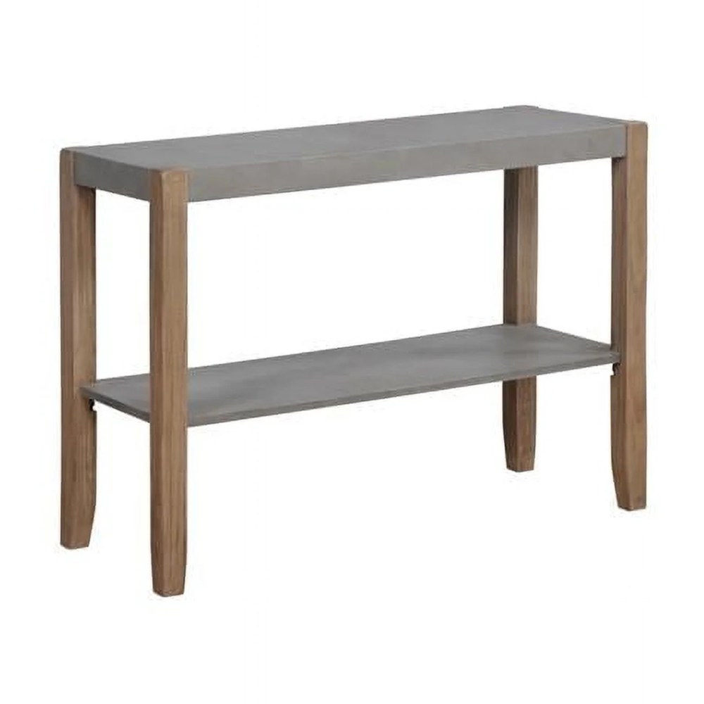Alaterre Newport 40"L Faux Concrete and Wood Sofa/TV Console Table with Shelf,Light Amber