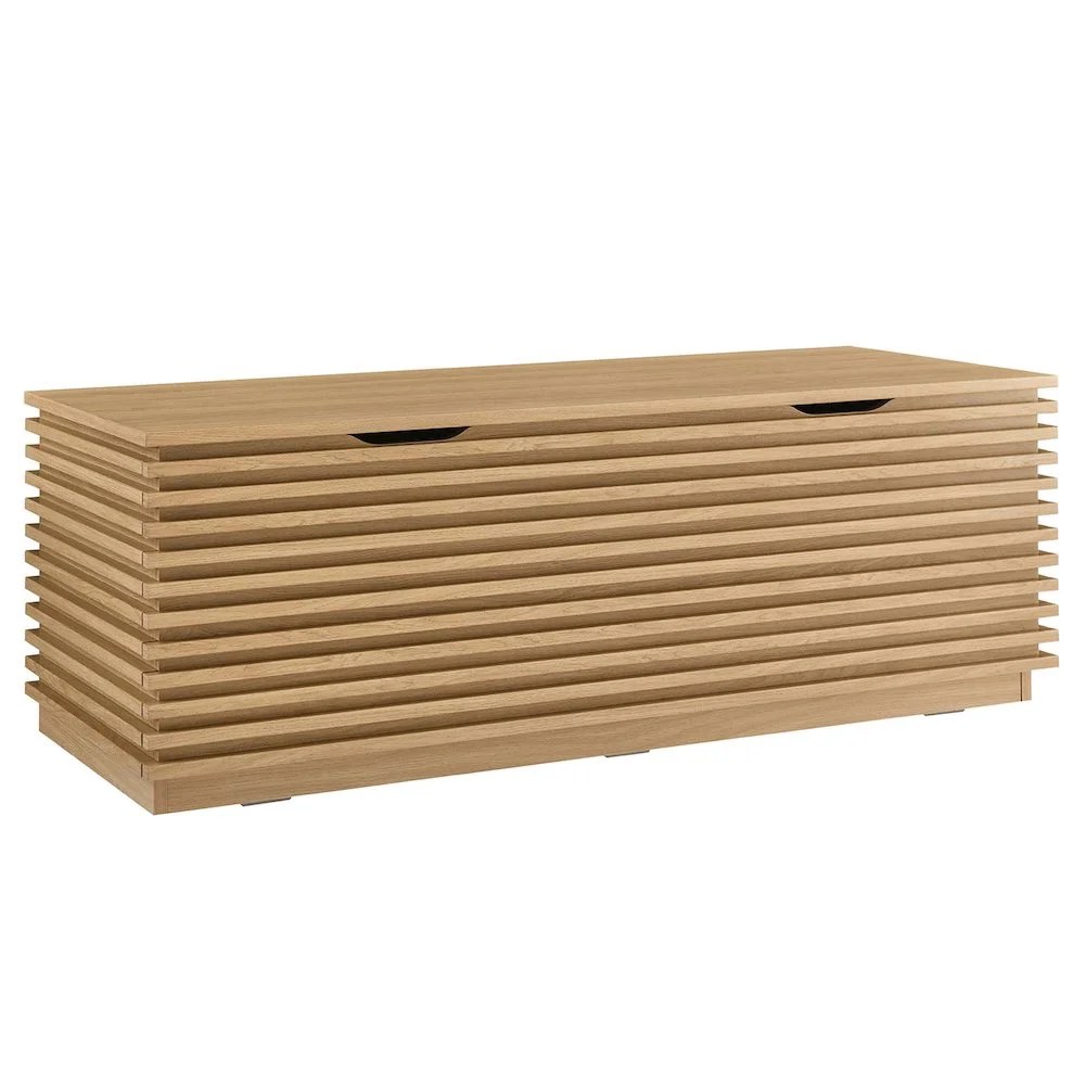 Modway Render Particleboard and Laminate Storage Bench in Oak