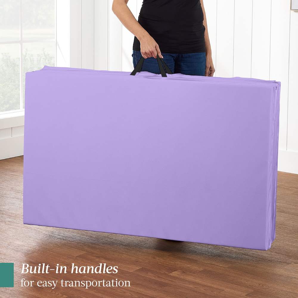 Best Choice Products 10ftx4ftx2in Folding Gym Mat 4-Panel w/ Carrying Handles & Folding Balance Beam - Purple - Image 3