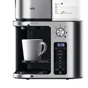 Braun MultiServe Plus 10- Cup Pod Free Drip Coffee Maker,7 Brew Sizes / Hot & Cold Brew & Hot Water for Tea,Stainless steel KF9370SI