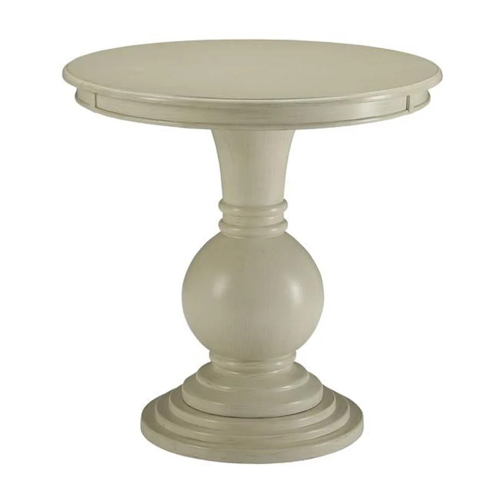 ACME Alyx Wooden Round Pedestal Table in Antique White
