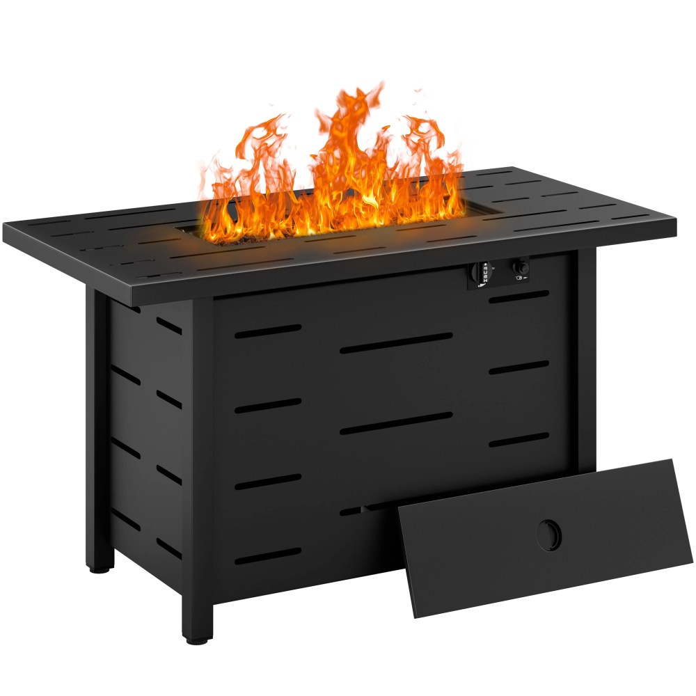 Walsunny 43 inch Gas Fire Pit Table 50, 000 BTU Outdoor Rectangular Propane Fire pit Table with Waterproof Cover
