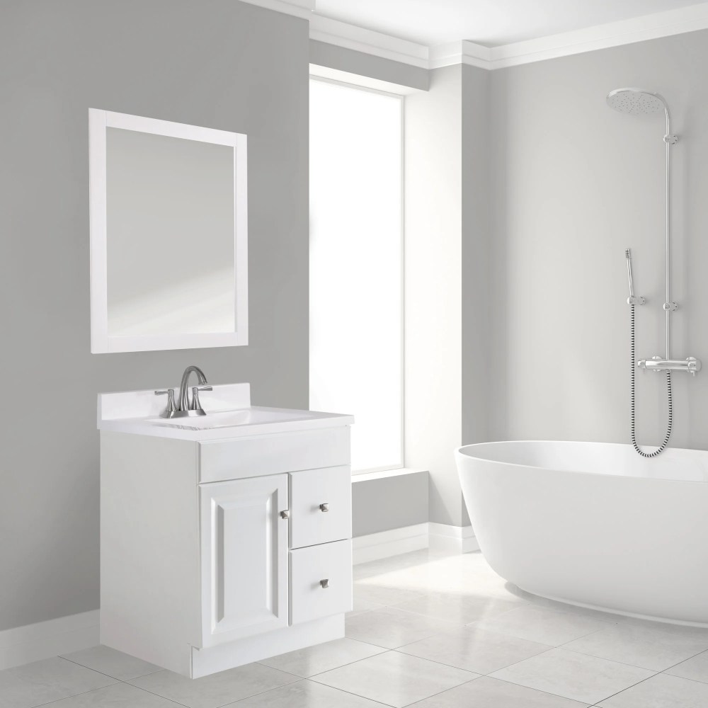 Design House Solid Wood 24" Wyndham 1-Door Ready to Assemble Bath Vanity Cabinet, White - Image 14
