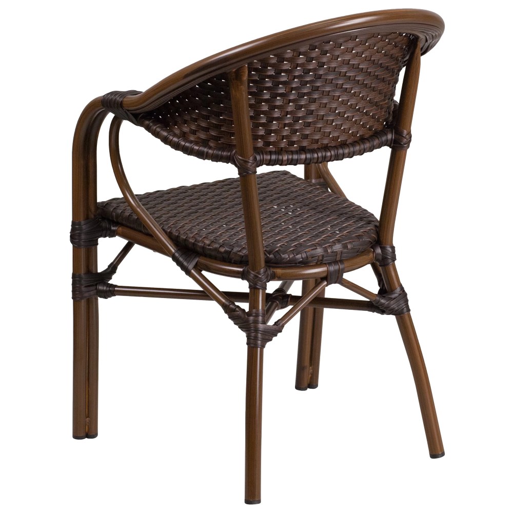 Flash Furniture Milano Series Dark Brown Rattan Restaurant Patio Chair with Red Bamboo-Aluminum Frame - Image 5