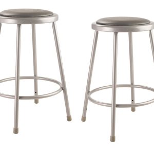 (Pack of 2) NPS 24" Heavy Duty Vinyl Padded Steel Stool,Grey