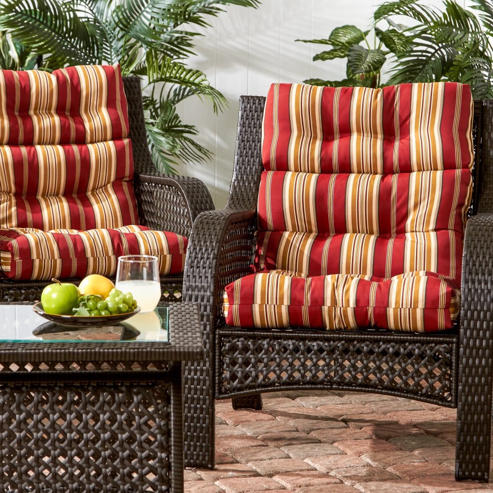 Palm Leaves White 44 x 22 in. Outdoor High Back Chair Cushion (2-Pack) by Greendale Home Fashions - Image 70