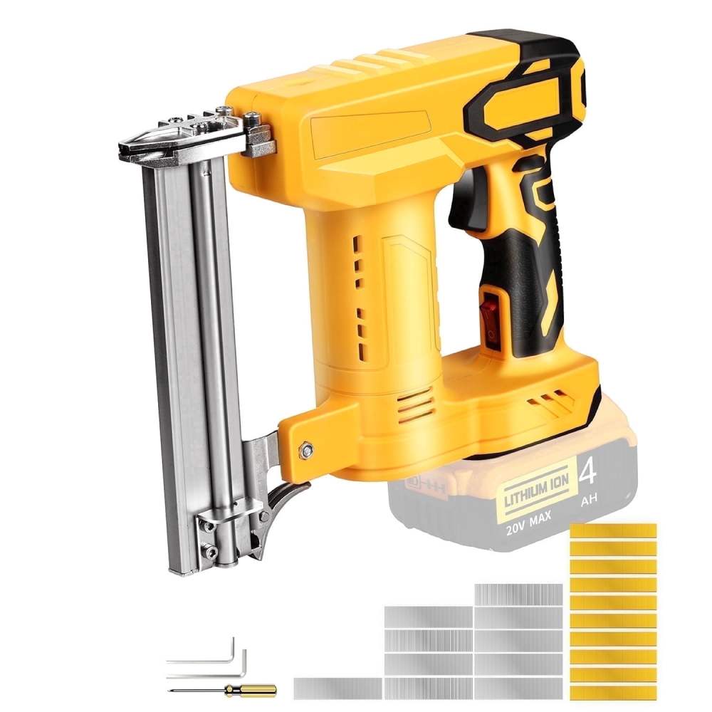 18 Gauge Brad Nailer Compatible with Dewalt 20V MAX Battery(NO Battery),Narrow Crown Stapler,2 in 1 Cordless Nail Gun with 1000 Nails and 1000 Staples for Home Improvement,DIY and Woodworking