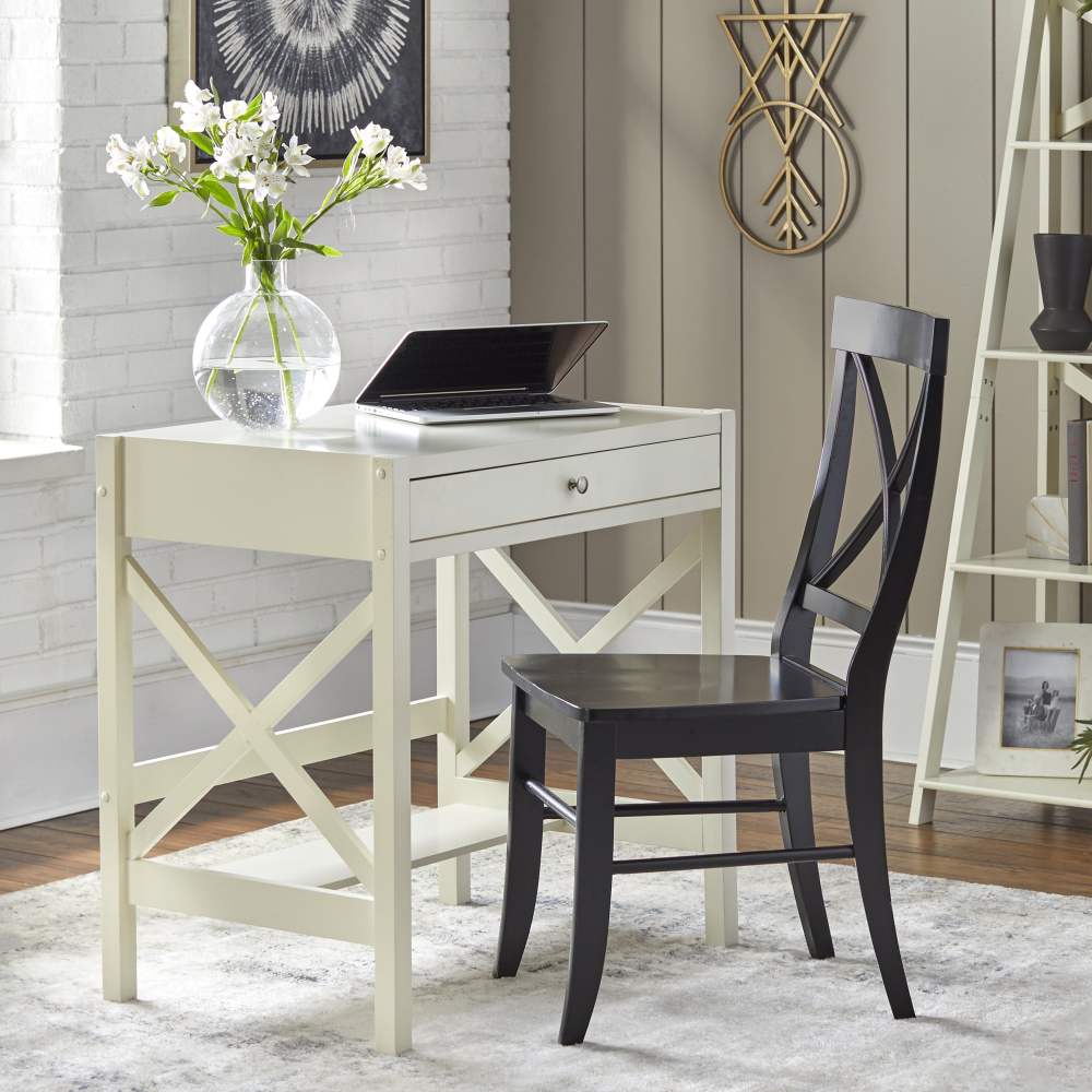Simple Living X-Frame Farmhouse Wood Desk Antique White Antique
