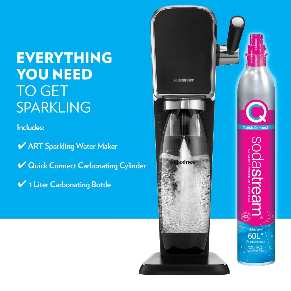 SodaStream Art (Black) Sparkling Water Maker with CO2 and Carbonating Bottle - Image 3