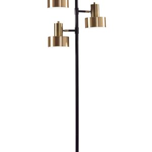 Adesso Clayton Tree Lamp, Matte Black & Antique Brass