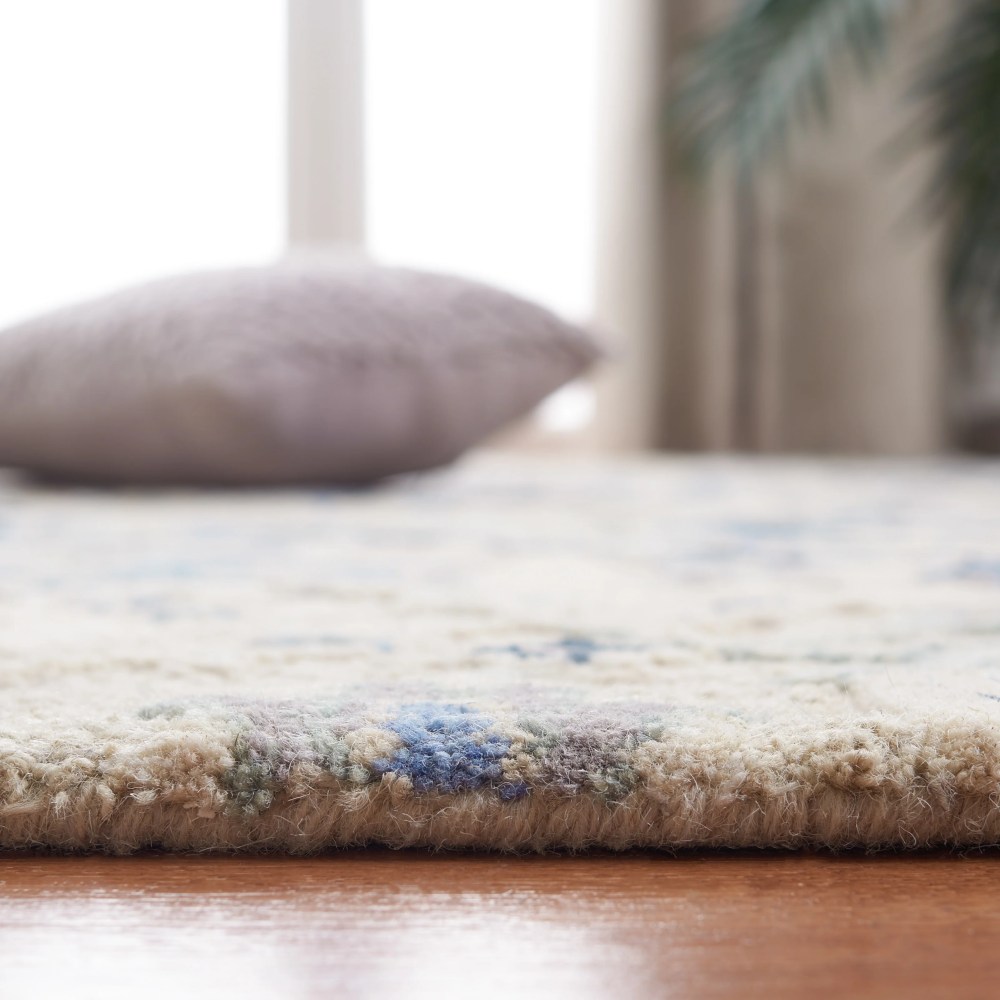 SAFAVIEH Glamour Catrine Bordered Wool Area Rug, Ivory/Grey, 5" x 8" - Image 4