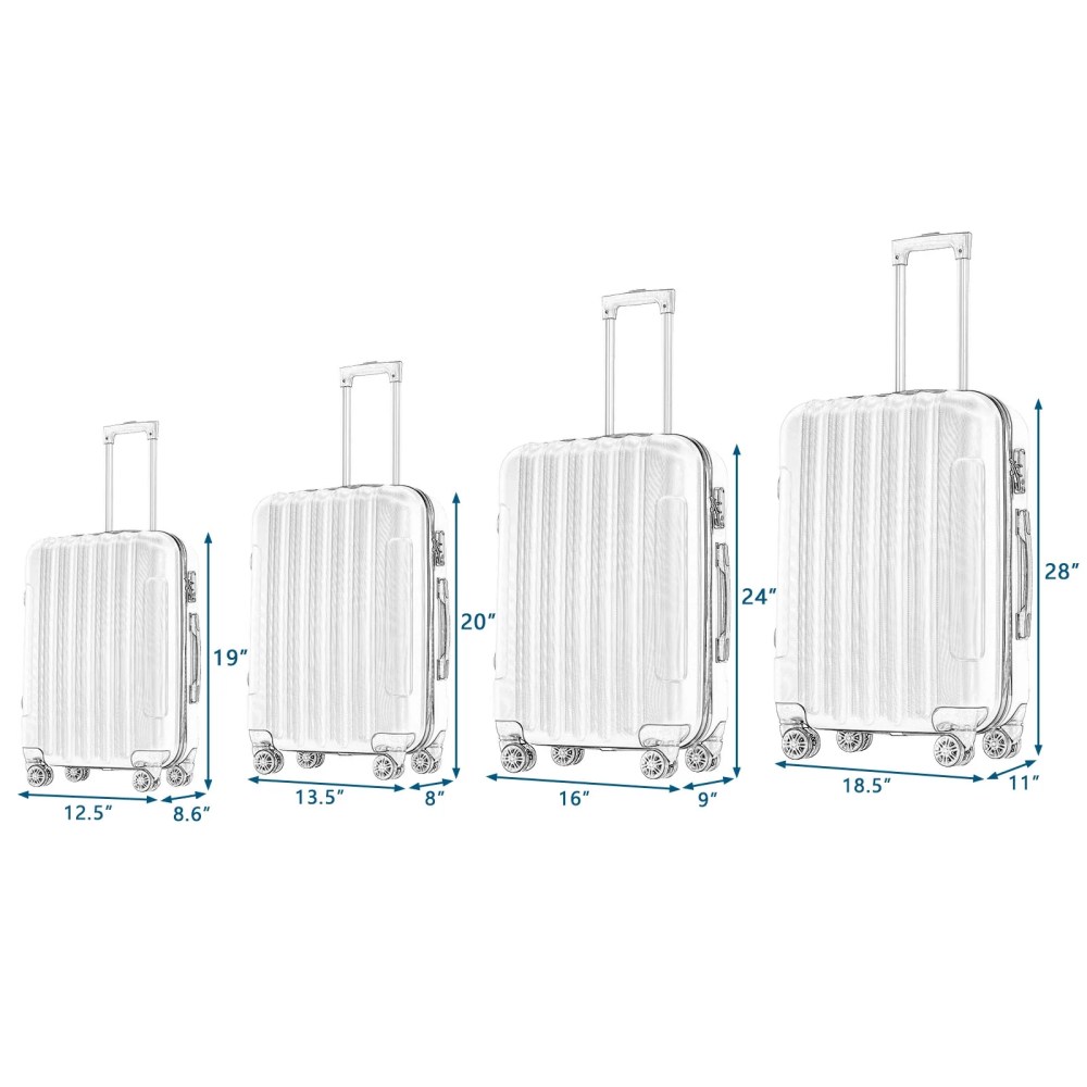 Zimtown 4 Pcs Luggage Set,Durable Travelable Suitcase with Double Wheels and TSA Lock Rose Gold - Image 7