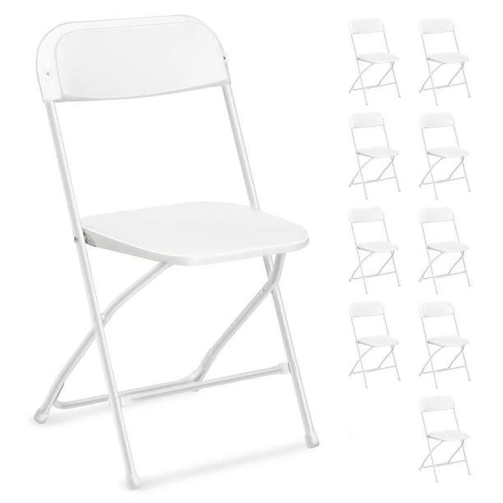 Ktaxon 10 Pack Folding Chairs Plastic Dining Chairs for Kitchen,Wedding,Commercial Activities,Portable Chairs for Festival,Holiday,White