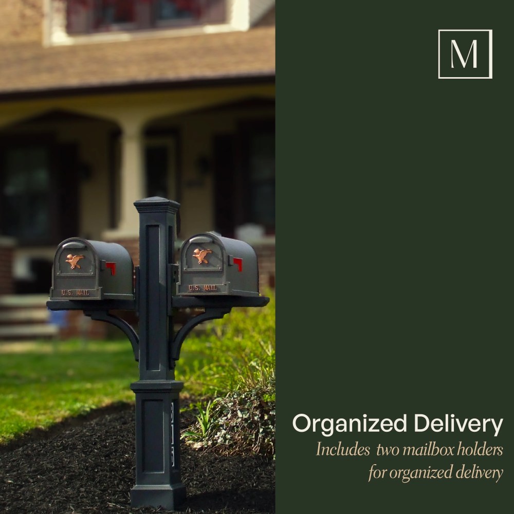 Mayne Rockport Double Mailbox Arm Mount Black Plastic Mailbox Post - Image 2