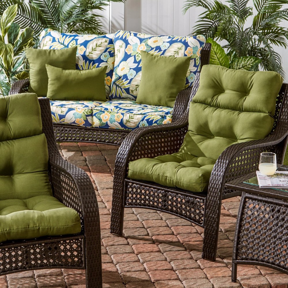 Palm Leaves White 44 x 22 in. Outdoor High Back Chair Cushion (2-Pack) by Greendale Home Fashions - Image 60