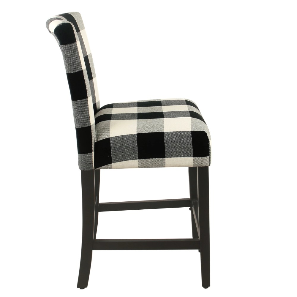 HomePop 24"Classic Parsons Counter Stool - Black and White Plaid - Image 5