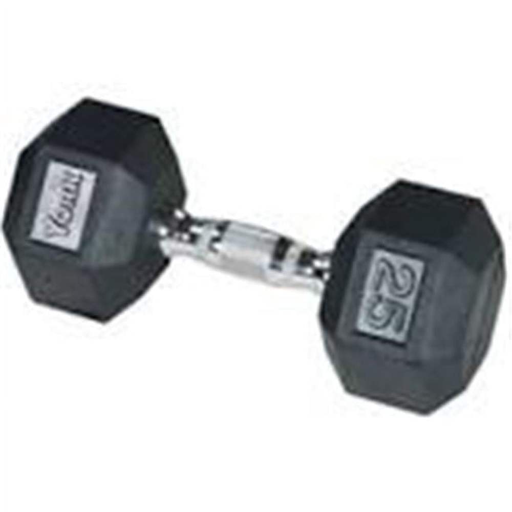York Barbell Rubber Hex Dumbbell with Chrome Ergo Handle - 17.5 lbs