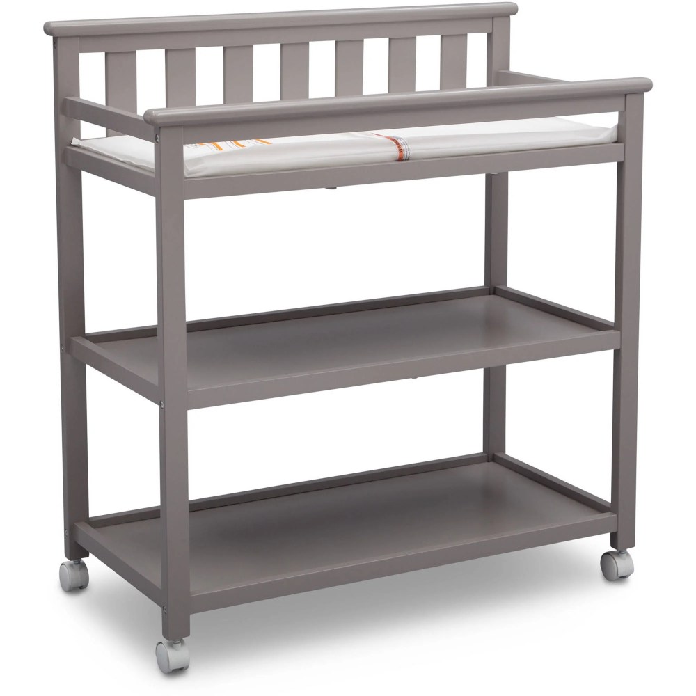 Delta Children Flat Top Changing Table with Casters, Greenguard Gold Certified, Grey