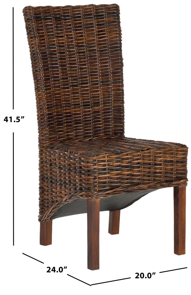 SAFAVIEH Ridge Bohemian Rattan Solid Dining Parsons Chair, Croco (Set of 2) - Image 7