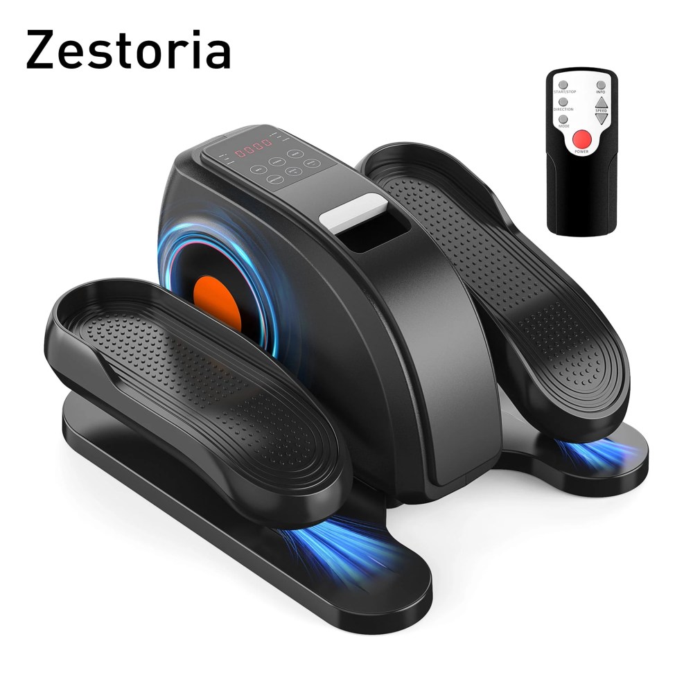Zestoria Electric Under Desk Elliptical,  Portable Seated Pedal Exerciser with LCD Display & Remote,  Black